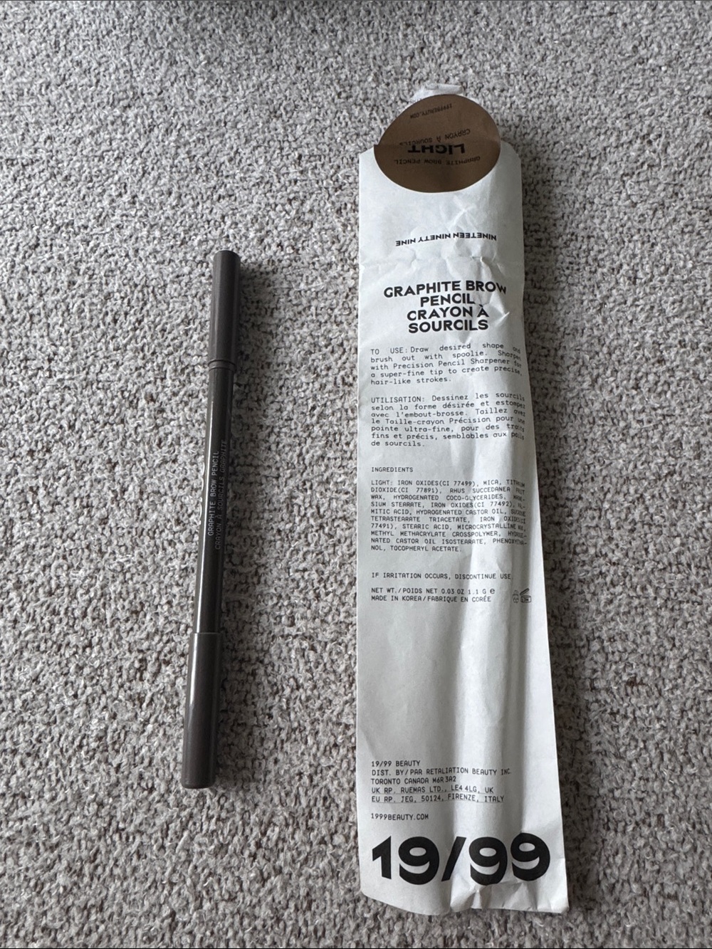 19/99 Graphite Brow Pencil - Light (Dark Gray)
